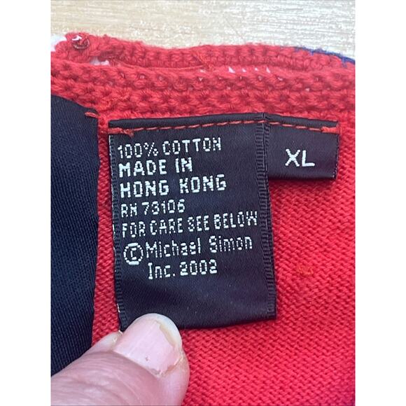 VTG Michael Simon Cardigan American Flag Embroidered Sequin Patriotic Sweater XL - Picture 10 of 13